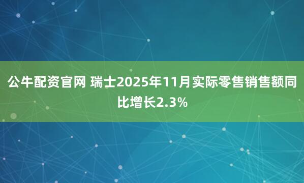 公牛配资官网 瑞士2025年11月实际零售销售额同比增长2.3%