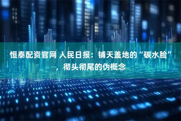 恒泰配资官网 人民日报：铺天盖地的“碳水脸”，彻头彻尾的伪概念